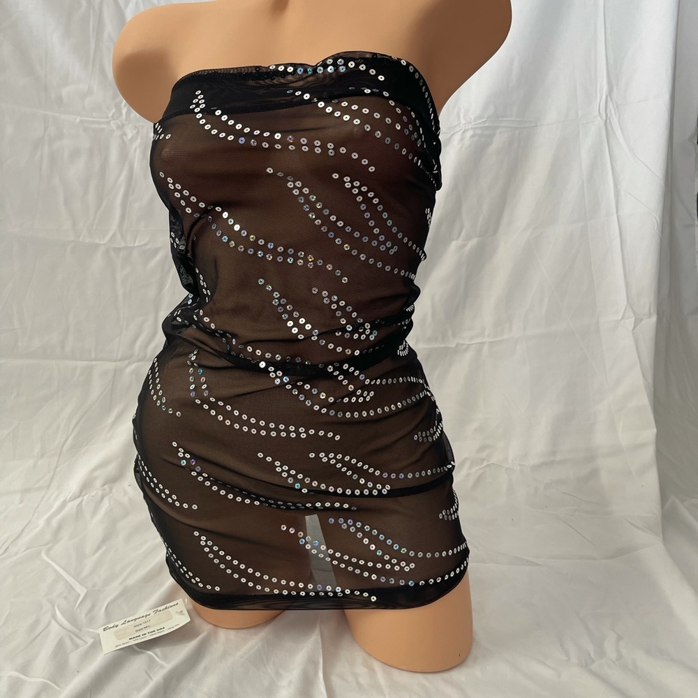 Body language fashion sheer sequined mini tube dress. M/l NWT